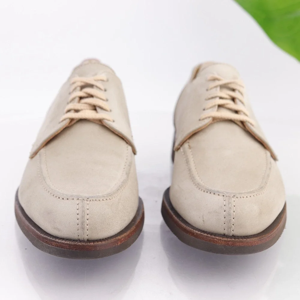 VTG USA Cole Haan Mens White Bucks Size 8.5 M Oxford Dress Shoes Vibram Gum Sole